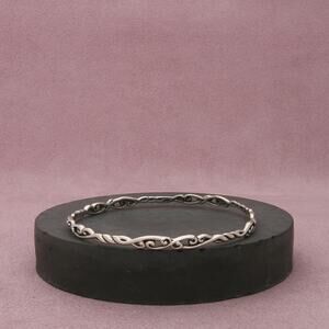carolyn pollack sterling silver scroll stack bangle bracelet size 7.75in